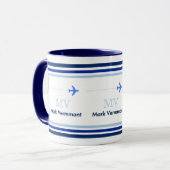Mug créer un monogramme bleu pour les pilotes d'avion (Devant gauche)