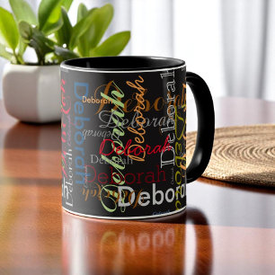 Mug créer une typographie de nom personnalisée en noir