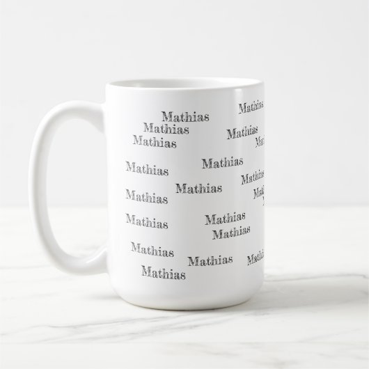 Mug créer votre motif de nom noir et blanc (Gauche)
