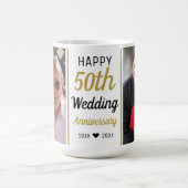 Mug Créez votre propre 2 Photo 50e Anniversaire d'or (Centre)