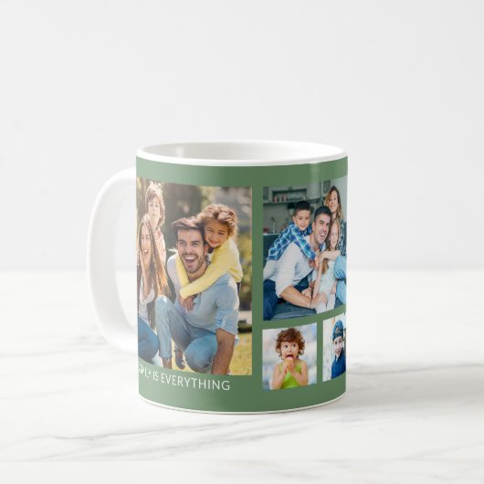 Mug Créez votre propre 5 famille Photo Collage Sage Gr (Devant gauche)