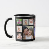 Mug Créez votre propre collage de 13 photos noir (Gauche)