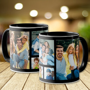 Mug Créez votre propre collage de 5 photos Noir