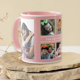 Mug Créez Votre Propre Collage De 6 Photo Nom De Famil