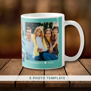 Mug Créez votre propre collection de photos de 5 famil