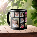 Mug Créez votre propre collection de photos de famille<br><div class="desc">Unique photo collage tasse à personnaliser avec 18 photos. Ajoutez votre nom de famille,  année pour le rendre exclusif.La citation "la famille est tout" en fait un cadeau de conservation spécial pour les vacances et les occasions spéciales.</div>