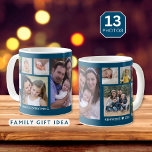 Mug Créez votre propre collection de photos de famille<br><div class="desc">Unique photo collage tasse à personnaliser avec 13 photos. Ajoutez votre nom de famille,  année pour le rendre exclusif.La citation "la famille est tout" en fait un cadeau de conservation spécial pour les vacances et les occasions spéciales.</div>