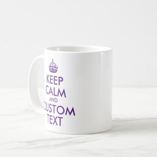 Mug Créez votre propre devis Royal Purple Keep Calm (Devant gauche)