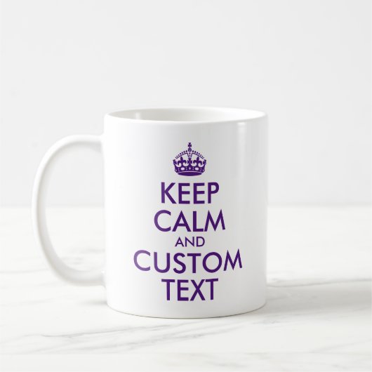 Mug Créez votre propre devis Royal Purple Keep Calm (Gauche)