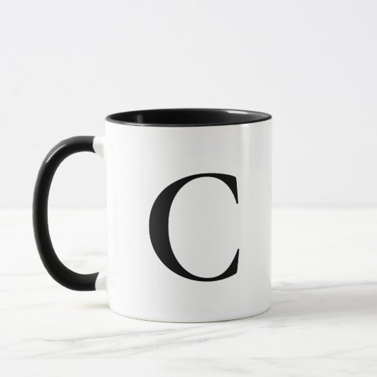 Mug Créez votre propre grand monogramme noir (Gauche)