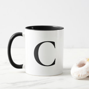 Mug Créez votre propre grand monogramme noir