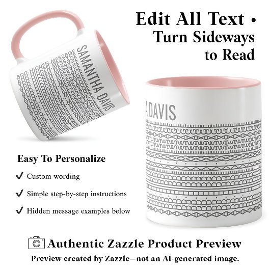 Mug Créez Votre Propre Long Message Caché & Nom Gris