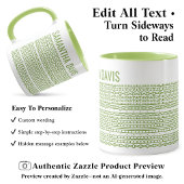 Mug Créez Votre Propre Long Message Caché & Nom L Vert