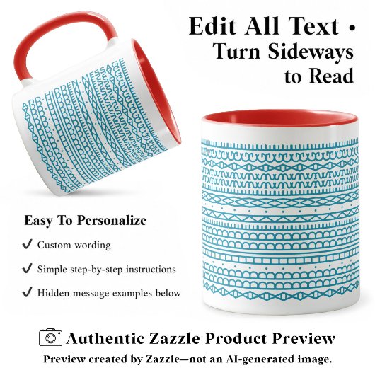 Mug Créez Votre Propre Long Message Caché, Texte, Aqua