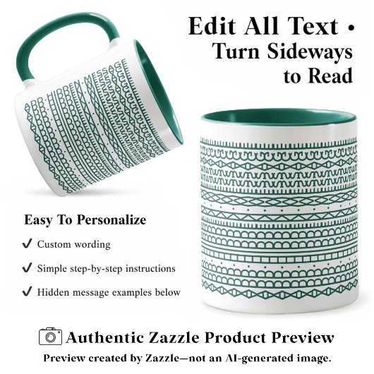 Mug Créez Votre Propre Long Message Caché, Texte, D Ve