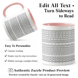 Mug Créez Votre Propre Long Message Caché, Texte, Gris