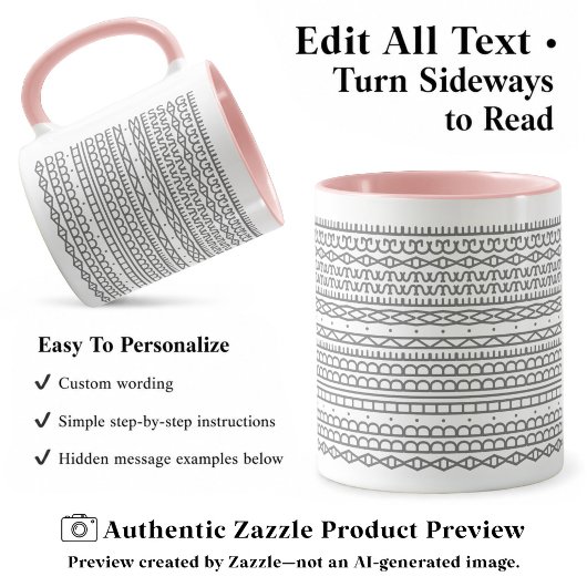 Mug Créez Votre Propre Long Message Caché, Texte, Gris