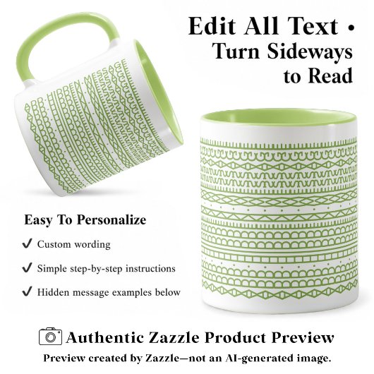 Mug Créez Votre Propre Long Message Caché, Texte, L Ve