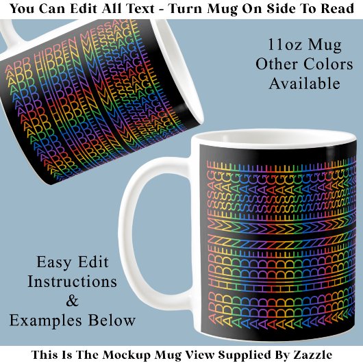 Mug Créez Votre Propre Message Caché Arc-en-ciel Amusa