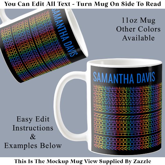 Mug Créez Votre Propre Message Caché et Nom Arc-en-Cie