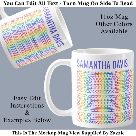 Mug Créez Votre Propre Message Caché et Nom Arc-en-Cie