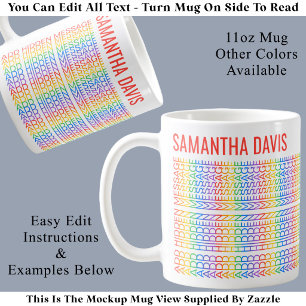 Mug Créez Votre Propre Message Caché et Nom Arc-en-Cie