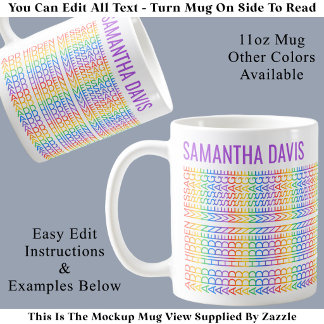 Mug Créez Votre Propre Message Caché et Nom Arc-en-Cie