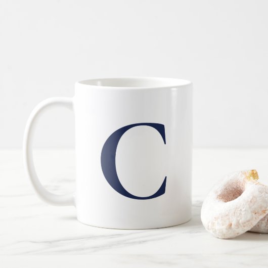 Mug Créez votre propre monogramme bleu marine (Avec donut)