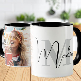 Mug Créez votre propre monogramme photo personnalisé