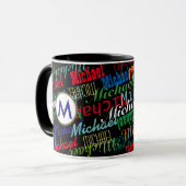 Mug créez votre propre motif de nom coloré (Devant gauche)