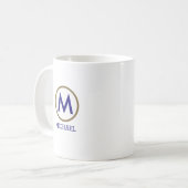 Mug Créez votre propre nom Monogram Blue (Devant gauche)