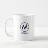 Mug Créez votre propre nom Monogram Blue (Gauche)