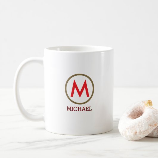 Mug Créez votre propre nom Monogramme rouge (Avec donut)
