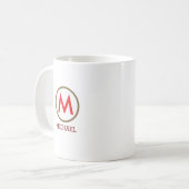 Mug Créez votre propre nom Monogramme rouge (Devant gauche)