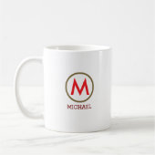 Mug Créez votre propre nom Monogramme rouge (Gauche)