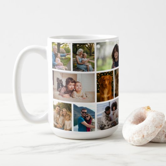 Mug Créez votre propre personnalisation de 18 photos (Avec donut)