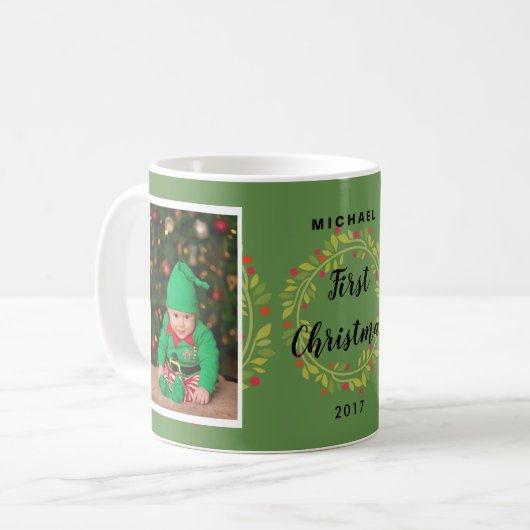 Mug Créez votre propre premier Noël de bébé de Noël (Devant gauche)