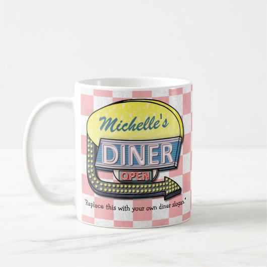 Mug Créez votre propre rétro signe fait sur commande (Gauche)
