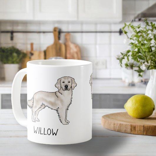 Mug Crème anglaise Golden Retriever Chien Nom Personna