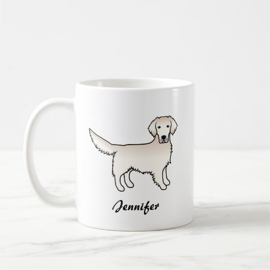 Mug Crème anglaise Golden Retriever Dessin Dog & Nom (Gauche)