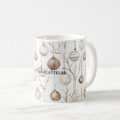 Mug Crème biologique Tan ornements de Noël (Devant droit)
