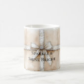 Mug Crème Blanc Argent Glitzy Glam Bow anniversaire (Centre)