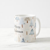 Mug Crème Bleu Bleu Arbres de Noël (Devant droit)