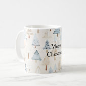 Mug Crème Bleu Bleu Arbres de Noël (Devant gauche)