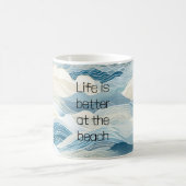 Mug Crème Bleue Mer Sable Océan Vagues (Centre)