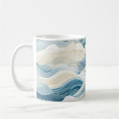 Mug Crème Bleue Mer Sable Océan Vagues (Gauche)