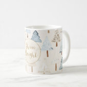 Mug Crème bleue Noël Arbres Parties scintillant or (Devant droit)