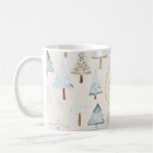 Mug Crème bleue Noël Arbres Parties scintillant or (Gauche)