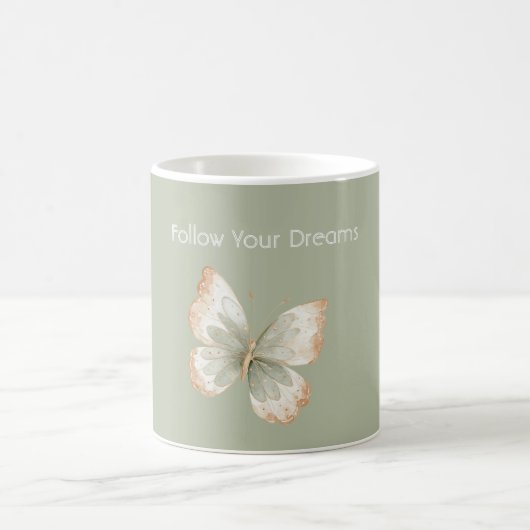 Mug Crème Bronzée Rêves Papillon Vert (Centre)