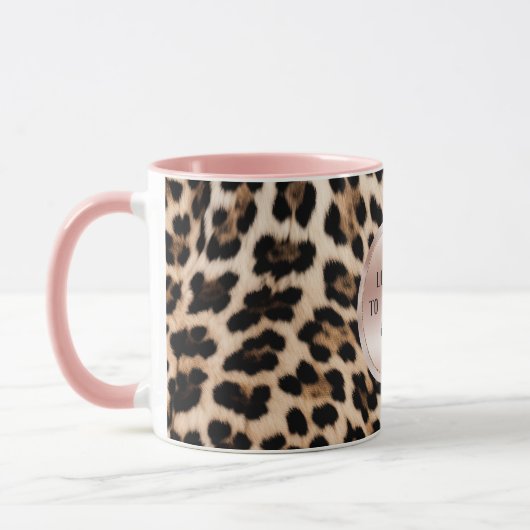 Mug Crème Brown Léopard noir rose (Gauche)